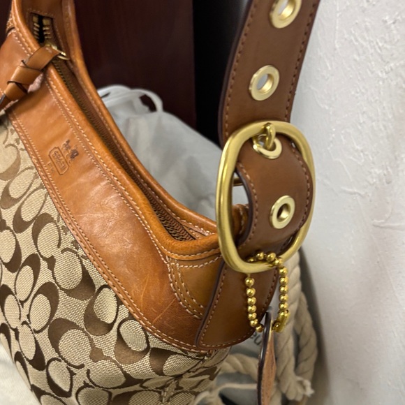 Coach Tan and Brown Signature Shoulder Bag -NWOT (very clean)